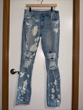 Light Blue Bleach-Splatter Skinny Jeans